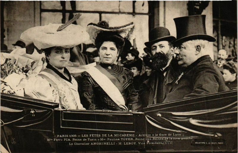 Carte postale ancienne Paris Mi-Careme 1905 Arrivée a la Gare de Lyon à Paris