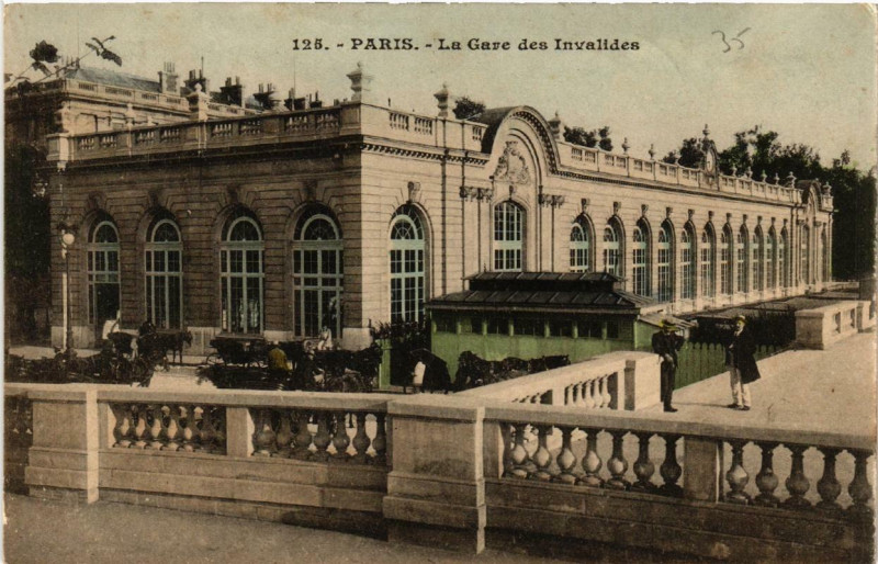 Carte postale ancienne Paris (7e) La Gare des Invalides à Paris 7e