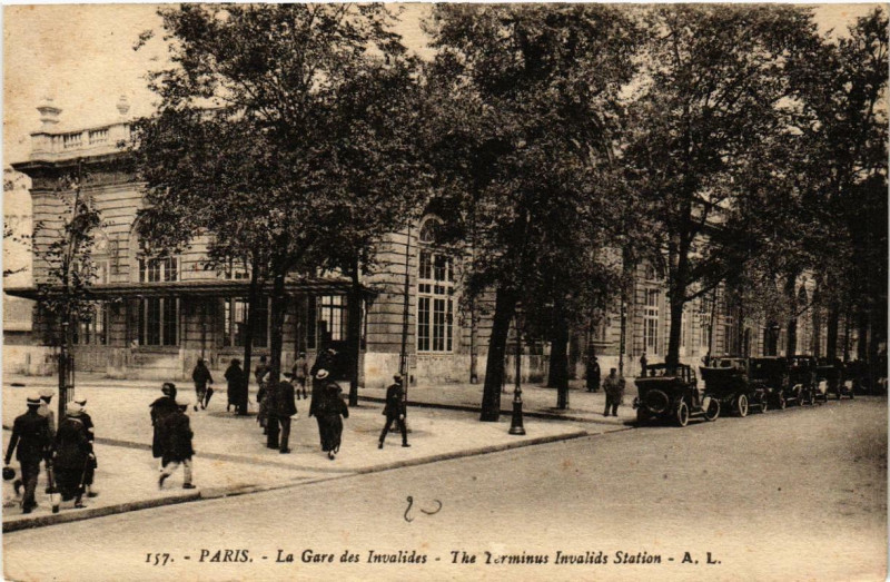 Carte postale ancienne Paris (7e) La Gare des Invalides à Paris 7e