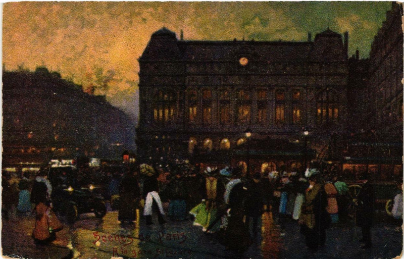 Carte postale ancienne Scenes de Paris (8e) A la gare Saint-Lazare à Paris 8e