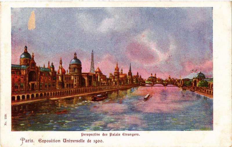 Carte postale ancienne Expo 1900 Paris Perspective des Palais Etrangers à Paris