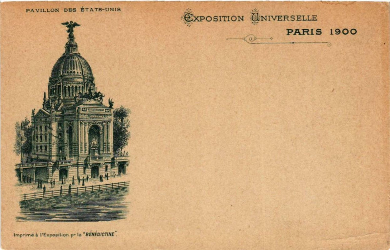 Carte postale ancienne Expo 1900 Paris Pavillon des Etats-Unis à Paris
