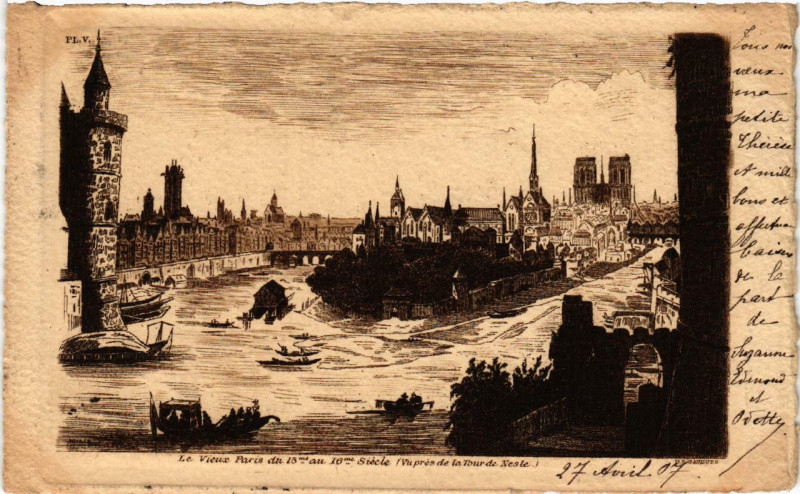 Carte postale ancienne Le Vieux Paris (1e) vue pres de la Tour de Nesle à Paris 1er