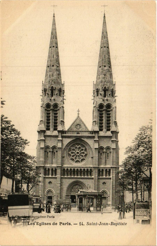 Carte postale ancienne Saint-Jean-Baptiste à Paris 20e