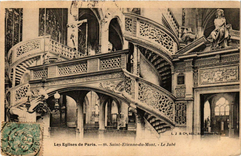 Carte postale ancienne Saint-Etienne-du-Mont - Le Jubé à Paris 5e