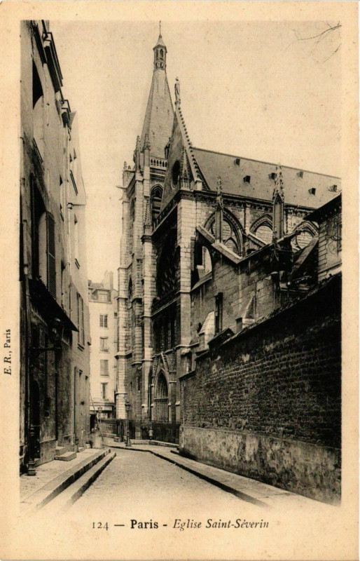 Carte postale ancienne Paris 5e Eglise Saint-Severin ed. E.R à Paris 5e