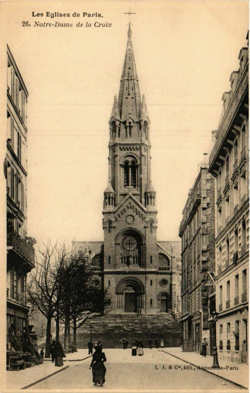 Carte postale ancienne Notre-Dame de la Croix à Paris 20e