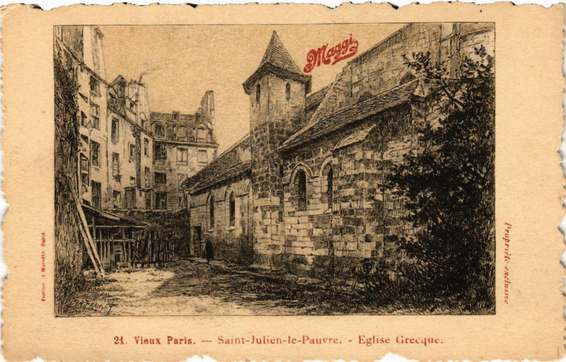 Carte postale ancienne Paris (5e) Saint-Julien-le-Pauvre Eglise Grecque à Paris 5e