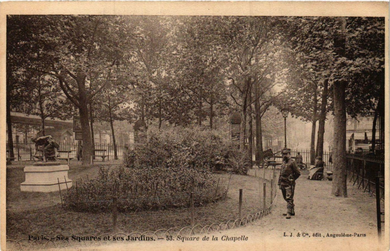 Carte postale ancienne Square de la Chapelle à Paris 18e