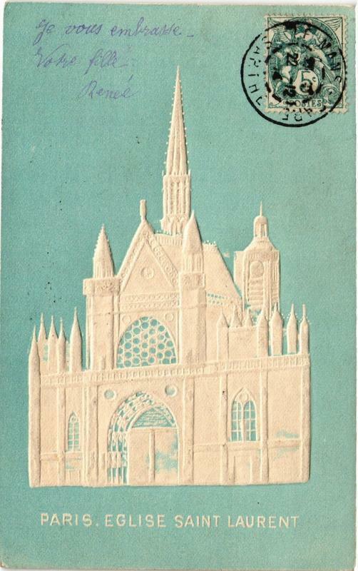 Carte postale ancienne Paris (5e) Eglise Saint-Laurent à Paris 5e