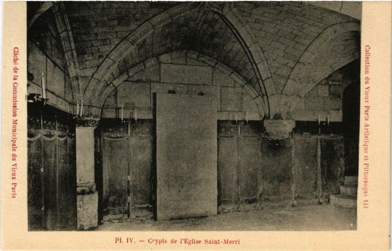 Carte postale ancienne Crypte de l'Eglise Saint-Merri à Paris 4e