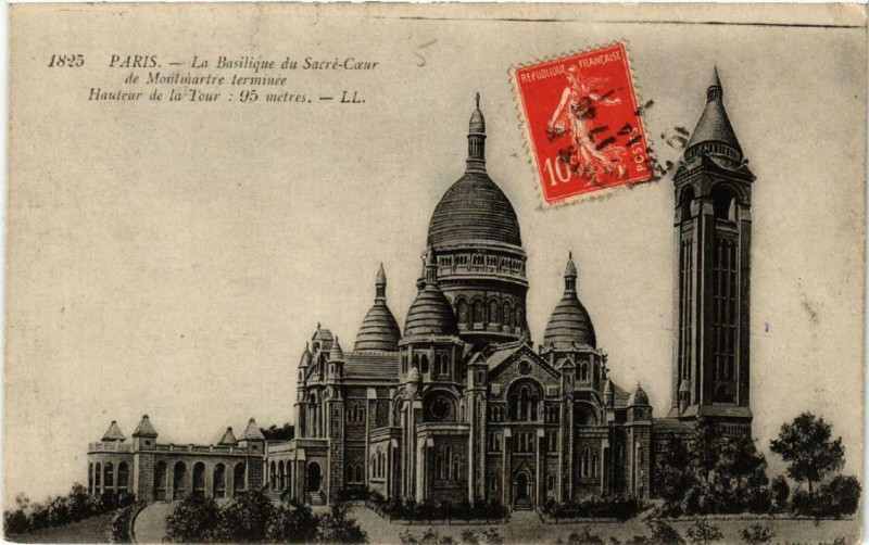 Carte postale ancienne La Basilique du Sacré-Coeur de Montmartre terminée à Paris 18e