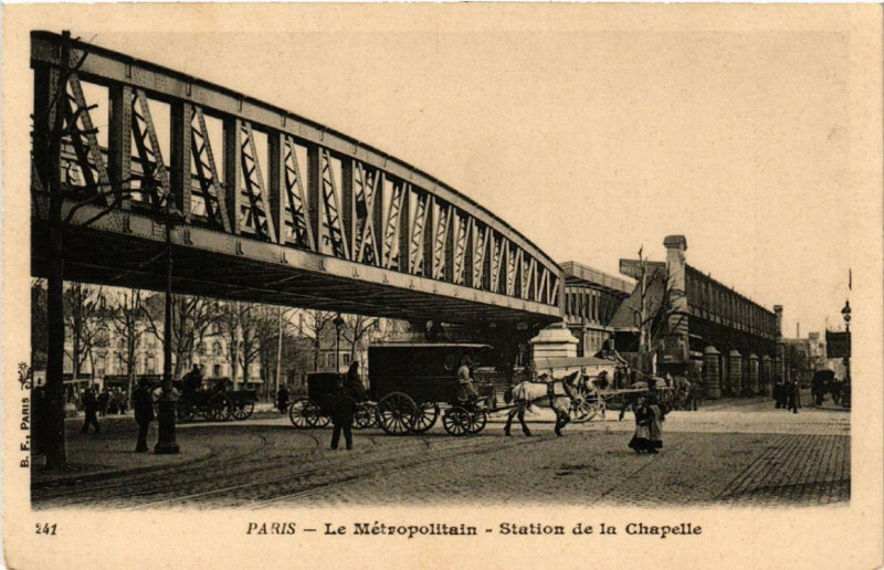 Carte postale ancienne Le Métropolitain - Station de la Chapelle à Paris 10e