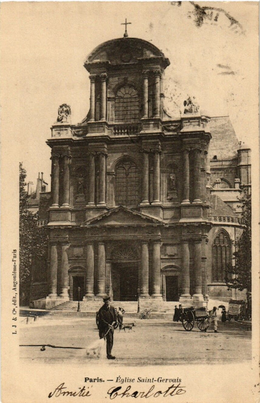 Carte postale ancienne Paris (4e) Eglise Saint-Gervais à Paris 4e
