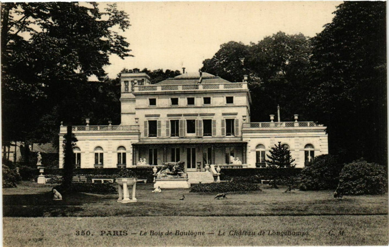 Carte postale ancienne Bois de Boulogne - Le Château de Longchamps à Paris 16e
