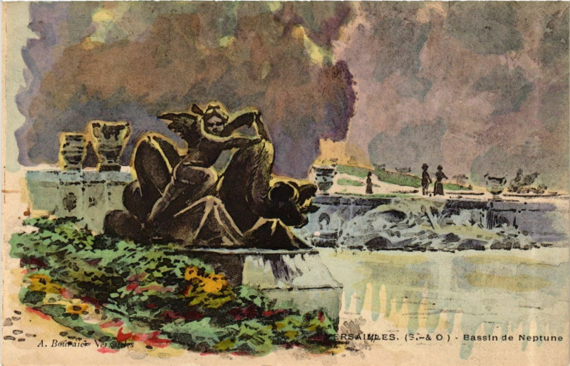 Carte postale ancienne Versailles - Bassin de Neptune à Versailles