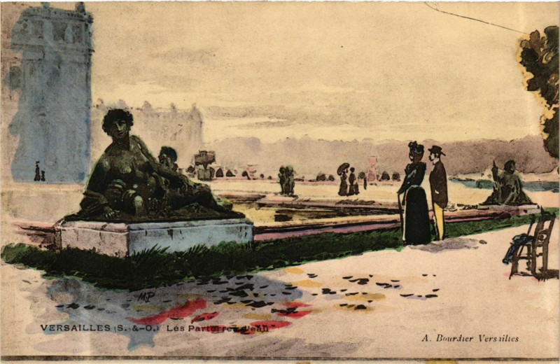 Carte postale ancienne Versailles - Les Parterre d'Eau à Versailles