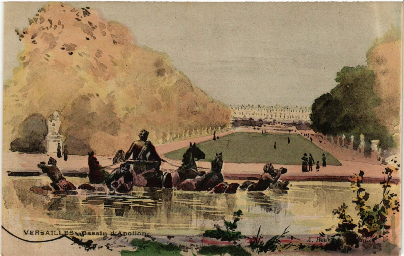 Carte postale ancienne Versailles - Bassin d'Apollon à Versailles
