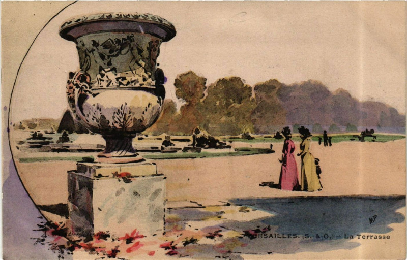 Carte postale ancienne Versailles - La Terrasse à Versailles