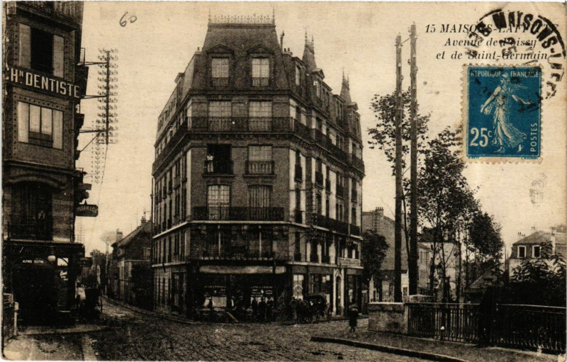 Carte postale ancienne Maisons-Laffitte - Avenue de l'oissy et de Saint-Germain à Maisons-Laffitte
