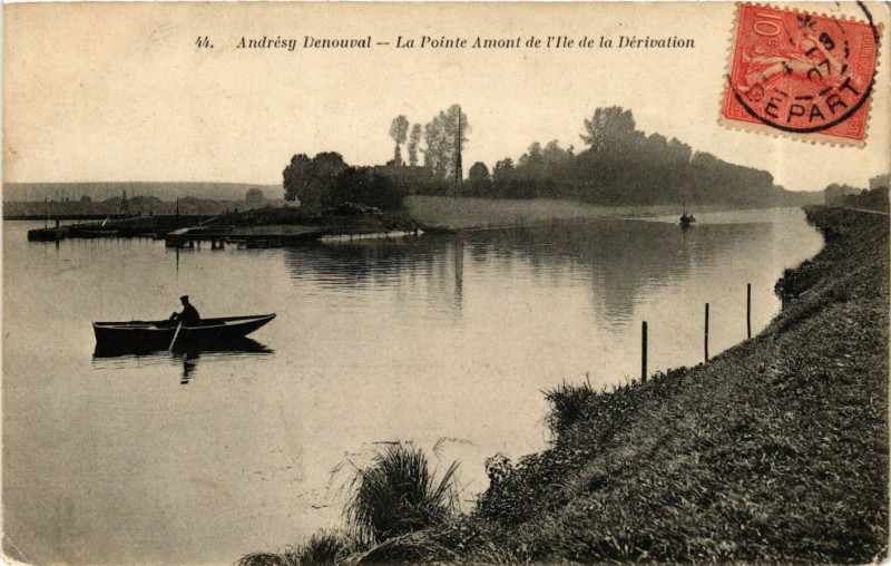 Carte postale ancienne Andresy Denouval - La Pointe Amont de l'Ile de la Dérivation à Andrésy