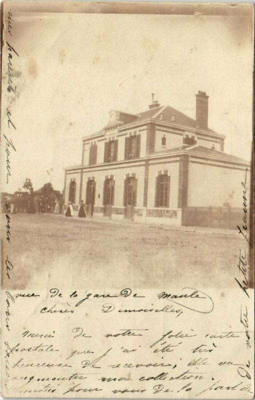 Carte postale ancienne Carte photo Maule La Gare à Maule