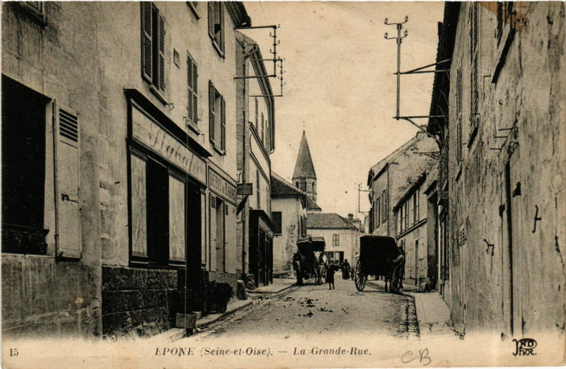 Carte postale ancienne Epone - La Grande Rue à Épône