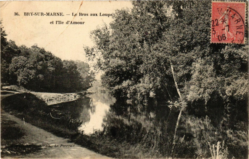 Carte postale ancienne Bry-sur-Marne - Le Bras aux Loups et l'Ile d'Amour à Bry-sur-Marne