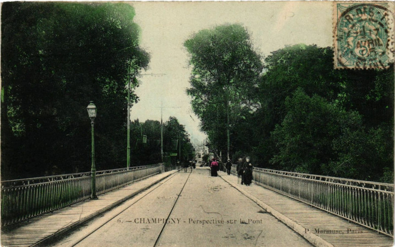 Carte postale ancienne Champigny - Perspective sur le Pont