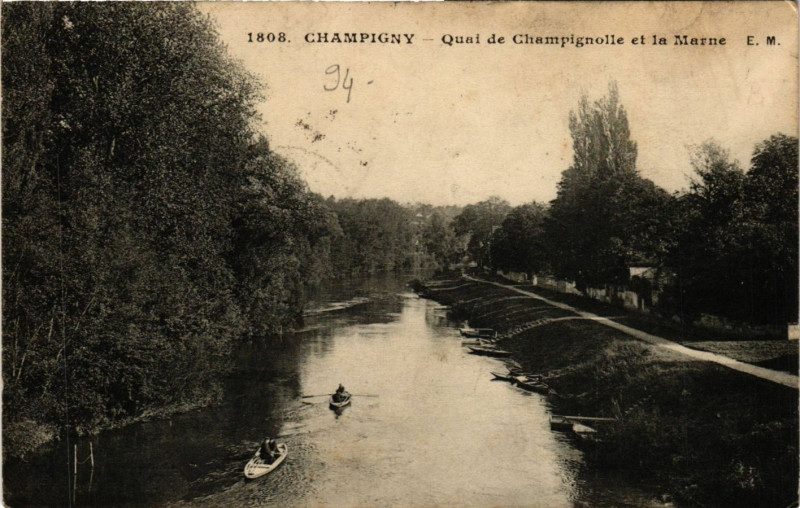 Carte postale ancienne Champigny - Quai de Champignolle et le Marne