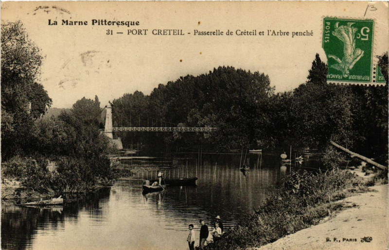 Carte postale ancienne La Marne Pittoresque - Port Creteil - Passerelle de Creteil et .. à Créteil