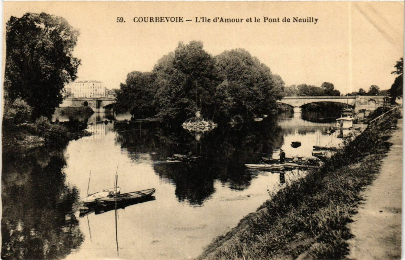 Carte postale ancienne L'Ile d'Amour et le Pont de Neuilly à Neuilly-sur-Seine