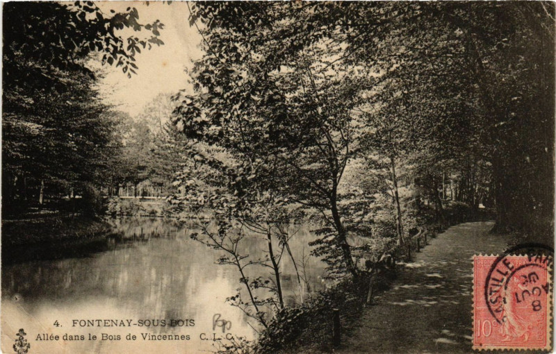 Carte postale ancienne Fontenay-sous-Bois - Allée dans le Bois de Vincennes à Fontenay-sous-Bois