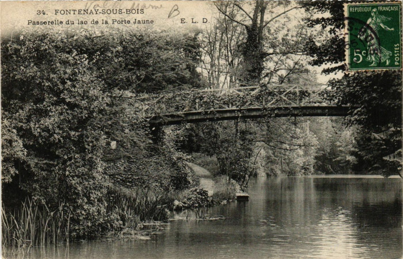 Carte postale ancienne Fontenay-sous-Bois - Passerelle du lac de la Porte Jaune à Fontenay-sous-Bois