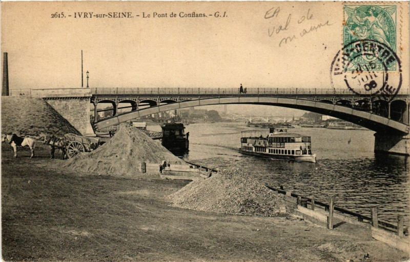 Carte postale ancienne Ivry-sur-Seine - Le Pont de Conflans à Ivry-sur-Seine
