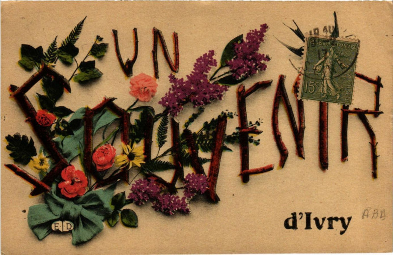 Carte postale ancienne Un Souvenir d'Ivry