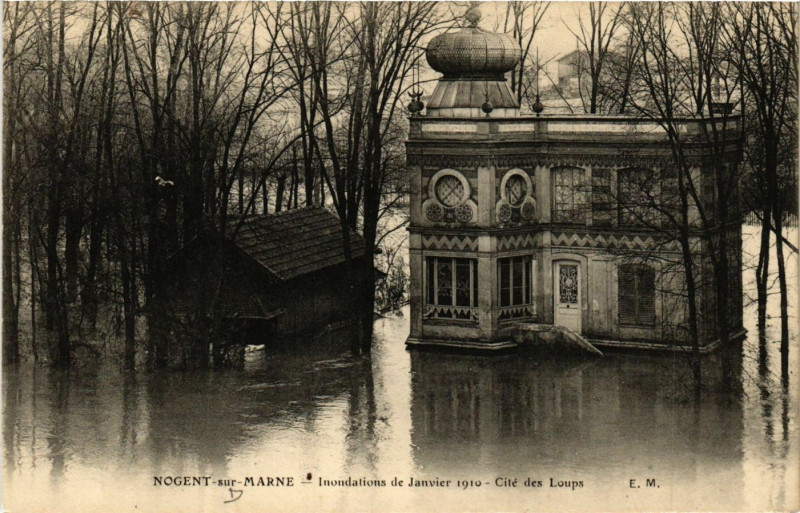Carte postale ancienne Nogent-sur-Marne - Inondations de Janvir 1910 - Cité des Loups à Nogent-sur-Marne