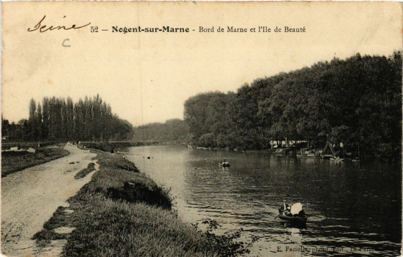 Carte postale ancienne Nogent-sur-Marne - Bord de Marne et l'Ile de Beauté à Nogent-sur-Marne