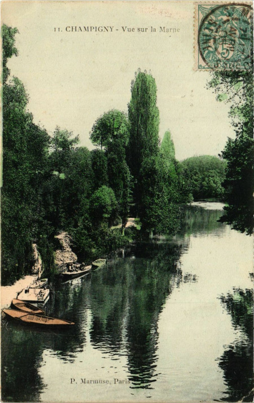 Carte postale ancienne Champigny - Vue sur la Marne