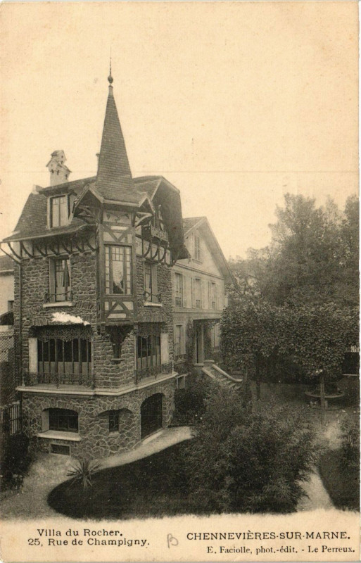 Carte postale ancienne Villa du Rocher - Chennevieres-sur-Marne - Rue de Champigny à Chennevières-sur-Marne