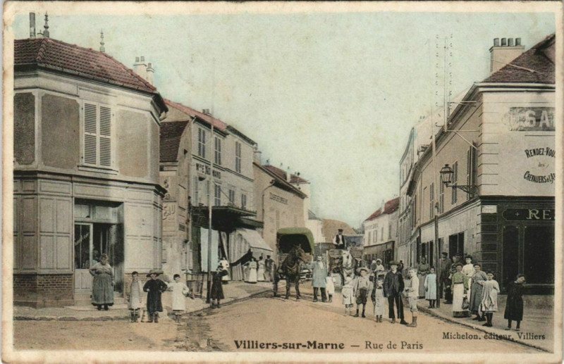 Carte postale ancienne Villiers-sur-Marne Rue de Paris à Villiers-sur-Marne