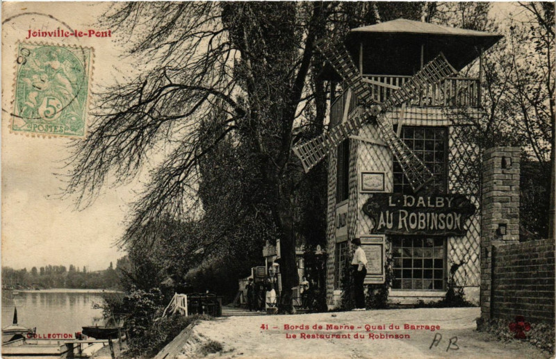 Carte postale ancienne Joinville-le-Pont Bords de Marne Quai du Barrage-Le Restaurant. à Joinville-le-Pont