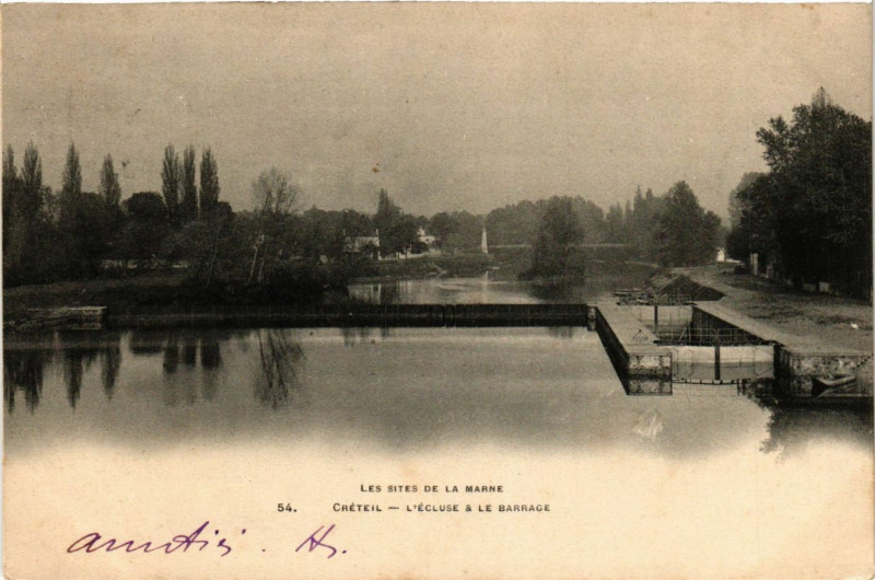 Carte postale ancienne Les Sites de la Marne - Creteil - L'Ecluse & le Barrage à Créteil