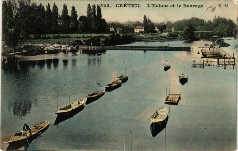 Carte postale ancienne Creteil - L'Ecluse et le Barrage à Créteil