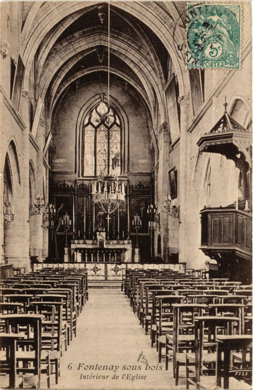 Carte postale ancienne Fontenay-sous-Bois - Intérieur de l'Eglise à Fontenay-sous-Bois