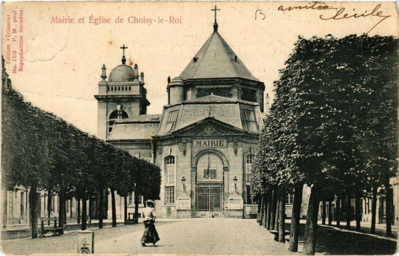 Carte postale ancienne Mairie et Eglise de Choisy-le-Roi à Choisy-le-Roi