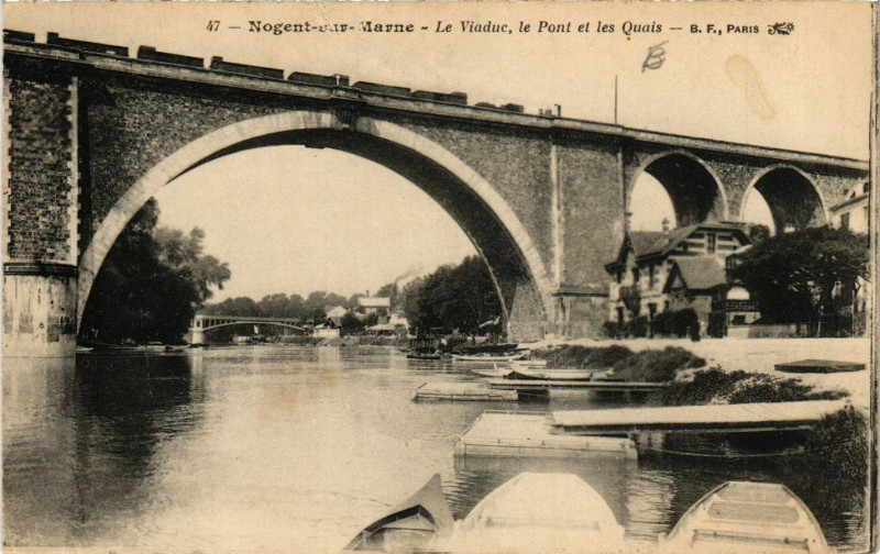 Carte postale ancienne Nogent-sur-Marne - Le Viaduc le Pont et les Quais à Nogent-sur-Marne