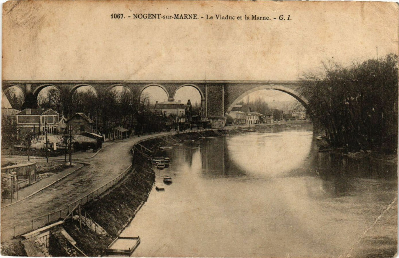 Carte postale ancienne Nogent-sur-Marne - Le Viaduc et la Marne à Nogent-sur-Marne