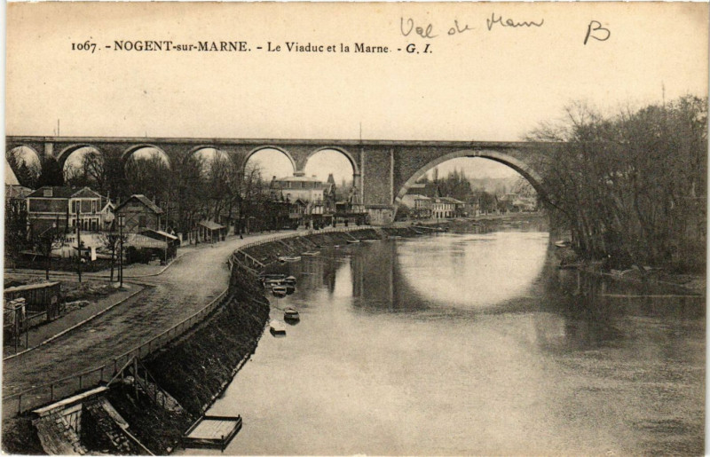 Carte postale ancienne Nogent-sur-Marne - Le Viaduc et la Marne à Nogent-sur-Marne