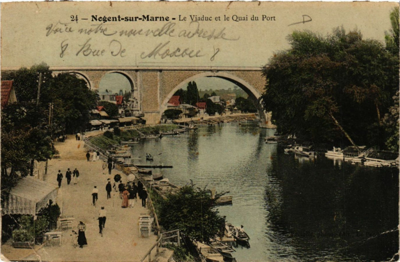 Carte postale ancienne Nogent-sur-Marne - Le Viaduc et le Quai du Port à Nogent-sur-Marne